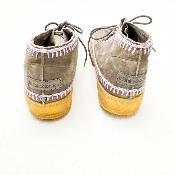 Anthropologie Laidback London Crochet Mocassin Suede Accented Booties Size 38 - Picture 5 of 8